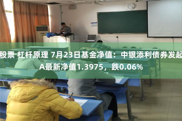 股票 杠杆原理 7月23日基金净值：中银添利债券发起A最新净值1.3975，跌0.06%