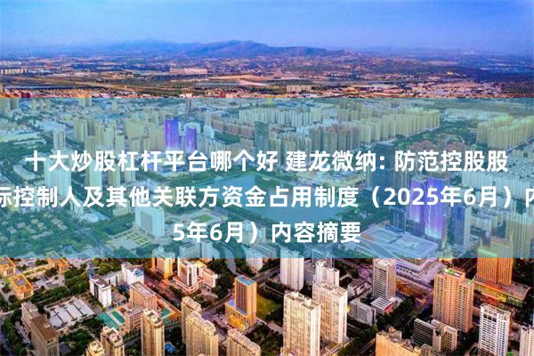 十大炒股杠杆平台哪个好 建龙微纳: 防范控股股东、实际控制人及其他关联方资金占用制度（2025年6月）内容摘要