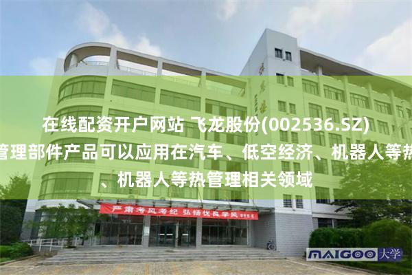 在线配资开户网站 飞龙股份(002536.SZ)：目前公司热管理部件产品可以应用在汽车、低空经济、机器人等热管理相关领域
